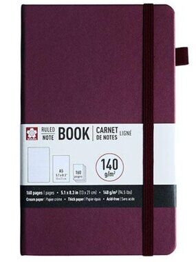 Sakura Notebook Ruled 160 Pages Mulberry 5.1"X8.3" A5 Size Journal School Office